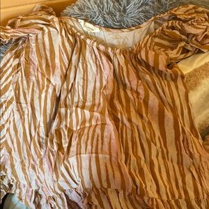 By Together Pink and Brown Striped Blouse